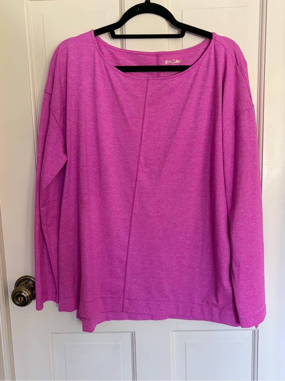 Lilly Pulitzer Long-Sleeve Scoop Neck Top in Fuchsia Pink
